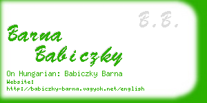 barna babiczky business card